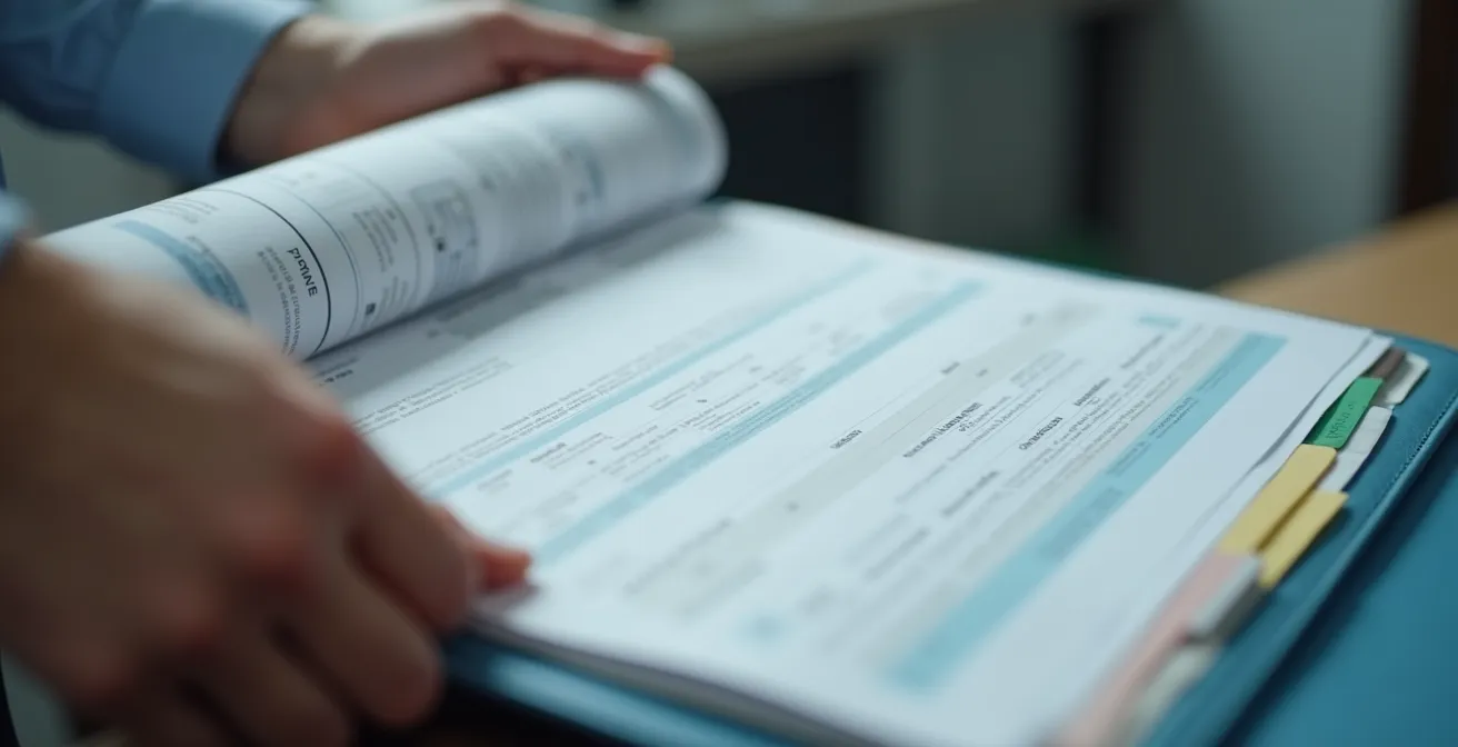 Illustration d'une main tenant un classeur organisé avec des documents et des dossiers de retraite bien rangés