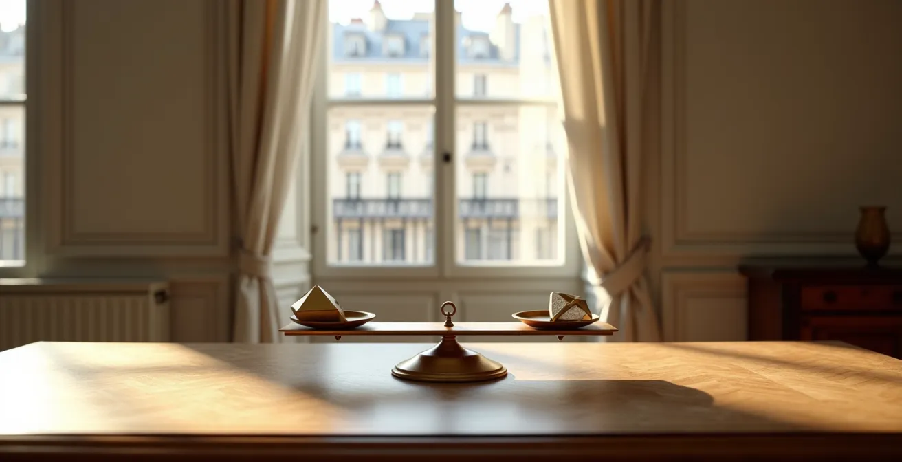 Balance en équilibre représentant le rééquilibrage d'un portefeuille d'investissement