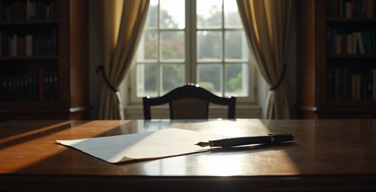 Environnement minimaliste évoquant la rédaction d'un testament en France